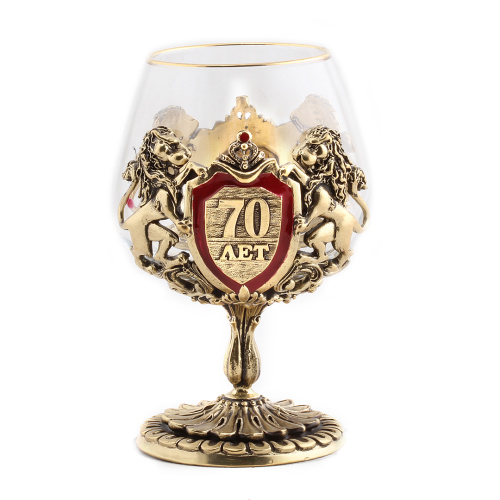 Бокалы - "Royal Glass Creations" - Бокал для коньяка "Юбилей 70 лет в деревянной шкатулке фото 2